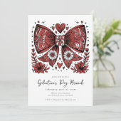 Coquette Bow Galentine's Day Brunch Einladung (Stehend Vorderseite)