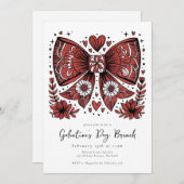 Coquette Bow Galentine's Day Brunch Einladung (Vorne/Hinten)