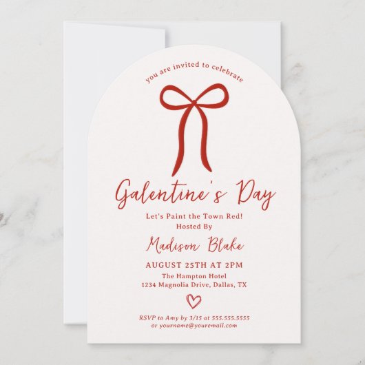 Coquette Bow Galentine's Day Invitation Einladung (Vorderseite)