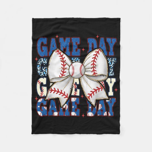 Coquette Bow Game Day Baseball Softball Funny Chee Fleecedecke (Vorderseite)