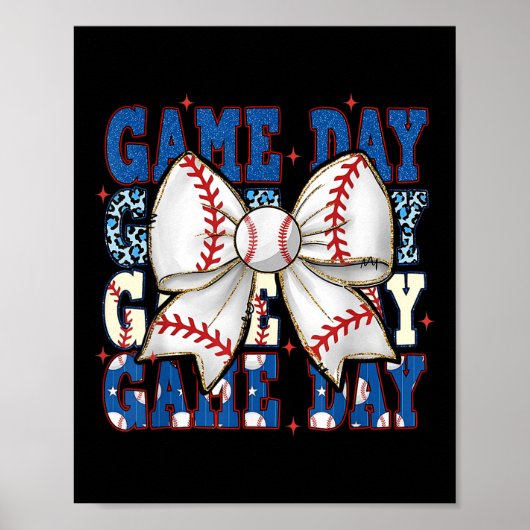 Coquette Bow Game Day Baseball Softball Funny Chee Poster (Vorne)
