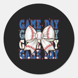 Coquette Bow Game Day Baseball Softball Funny Chee Runder Aufkleber