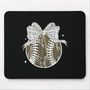 Coquette Bow Game Day Sell Softll Camouflage Cheer Mousepad