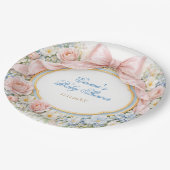 Coquette Bow Garden Girl Baby Shower Pappteller (Schrägansicht)