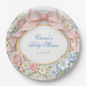 Coquette Bow Garden Girl Baby Shower Pappteller (Vorderseite)