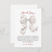 Coquette Bow Gender Neutral Baby Shower Dankeskarte (Vorne/Hinten)