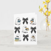 Coquette Bow Ghost Reading Books Sweater Halloween Karte (Gelbe Blume)