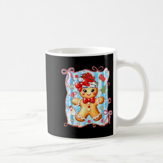 Coquette Bow Gingerbread Merry Christmas Xmas Paja Kaffeetasse (Rechts)