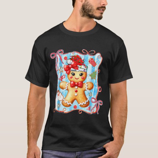 Coquette Bow Gingerbread Merry Christmas Xmas Paja T-Shirt (Vorderseite)