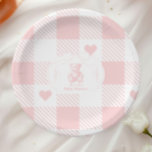 Coquette Bow Gingham French Teddy Bear Baby Shower Pappteller<br><div class="desc">Die Pink Bow Gingham French Teddy Bear Baby Shower Paper Teller sind eine bezaubernde und elegante Ergänzung zu Ihrem Baby-Duschgeschirr, perfekt kombiniert Praktik mit Stil. Mit einem zauberhaften, französisch inspiriert Teddybär, der mit einem rosa Bogen und Set gegen ein klassisches Gingham-Muster verziert ist, schaffen diese Teller einen angenehmen und kohärenten...</div>