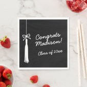 Coquette Bow Grad Tassel Black Congrats Graduate Serviette (Beispiel)