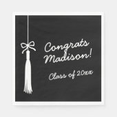 Coquette Bow Grad Tassel Black Congrats Graduate Serviette (Vorderseite)