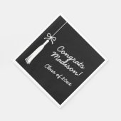 Coquette Bow Grad Tassel Black Congrats Graduate Serviette (Ecke)