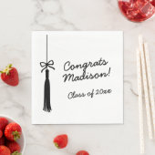 Coquette Bow Grad Tassel Black & White Graduation Serviette (Beispiel)