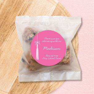 Coquette Bow Grad Tassel Pink 2025 Abschluss Runder Aufkleber