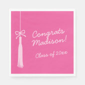 Coquette Bow Grad Tassel Pink 2025 Abschluss Serviette (Vorderseite)