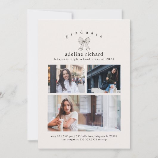 Coquette Bow Graduation Announcement Einladung (Vorderseite)