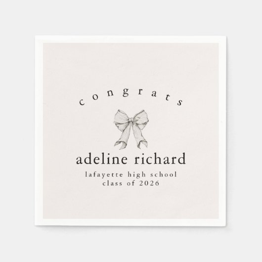 Coquette Bow Graduation Announcement Serviette (Vorderseite)