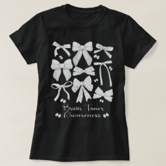 Coquette Bow Gray Ribbon Brain Tumor Awareness T-Shirt