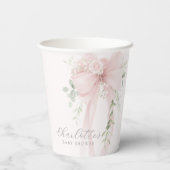 Coquette Bow Greenery Baby in bloom baby Shower Pappbecher (Rückseite)