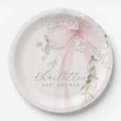 Coquette Bow Greenery Baby in bloom baby Shower Pappteller (Vorderseite)