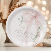 Coquette Bow Greenery Baby in bloom baby Shower Pappteller