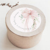 Coquette Bow Greenery Baby in bloom baby Shower Runder Aufkleber
