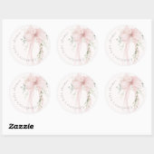 Coquette Bow Greenery Baby in bloom baby Shower Runder Aufkleber (Blatt)