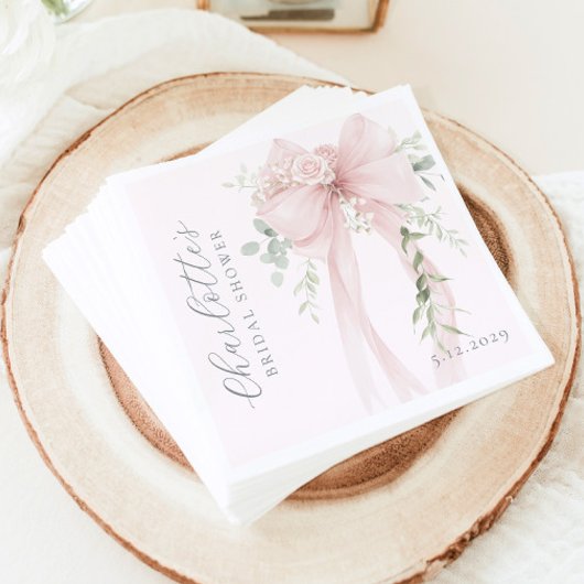 Coquette Bow Greenery Bridal Shower Serviette