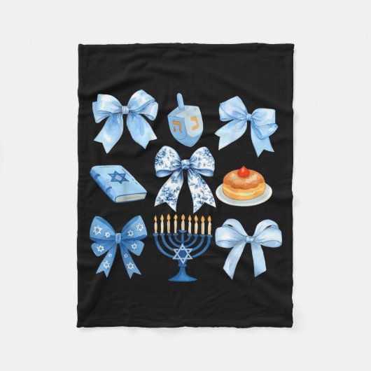 Coquette Bow Hanukkah Chanukah Pajama Latke Jewish Fleecedecke (Vorderseite)