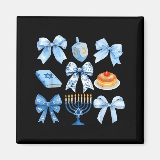 Coquette Bow Hanukkah Chanukah Pajama Latke Jewish Magnet (Vorne)