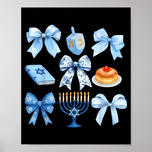 Coquette Bow Hanukkah Chanukah Pajama Latke Jewish Poster (Vorne)
