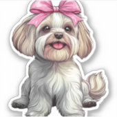 Coquette Bow Havanese Dog Mama Girl Pink Aufkleber (Vorderseite)