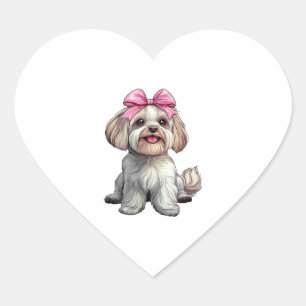 Coquette Bow Havanese Dog Mama Girl Pink Herz-Aufkleber