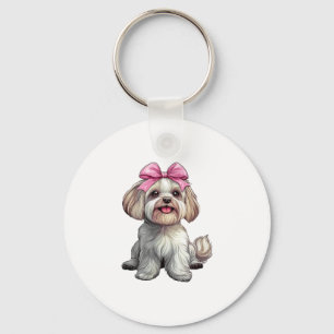 Coquette Bow Havanese Dog Mama Girl Pink Schlüsselanhänger