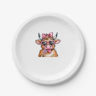 Coquette Bow Highland Cow Valentine Herzbrille Pappteller