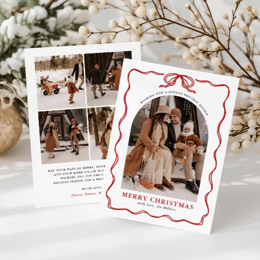 Coquette Bow Holiday Foto Card, Frohe Weihnachten