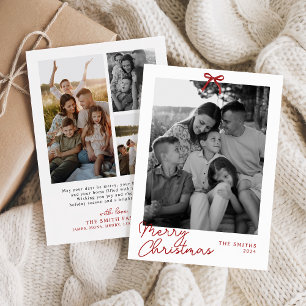 Coquette Bow Holiday Foto Card, Frohe Weihnachten