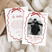 Coquette Bow Holiday Foto Card, Frohe Weihnachten