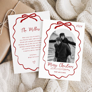 Coquette Bow Holiday Foto Card, Frohe Weihnachten