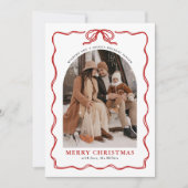 Coquette Bow Holiday Foto Card, Frohe Weihnachten (Vorderseite)