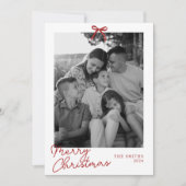 Coquette Bow Holiday Foto Card, Frohe Weihnachten (Vorderseite)