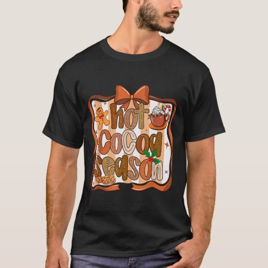 Coquette Bow Hot Cocoa Season Gingerbread Christma T-Shirt (Vorderseite)