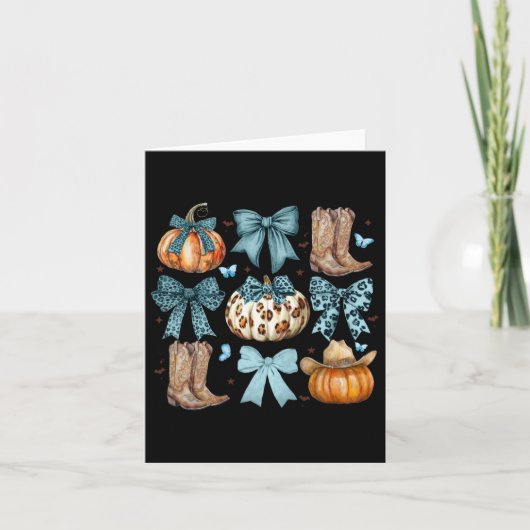 Coquette Bow Howdy Fall Western Pumpkin Boots als Karte (Vorderseite)