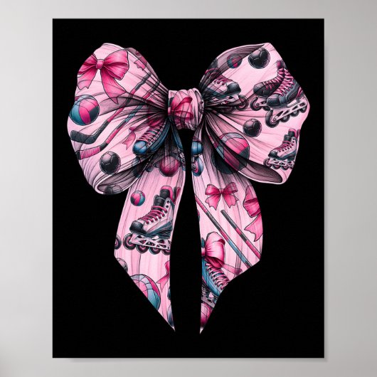 Coquette Bow Inline Hockey Player Girl Mom Mother' Poster (Vorne)