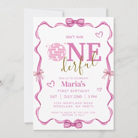 Coquette Bow ist nicht ihr einsamer Geburtstag Einladung (Vorderseite)