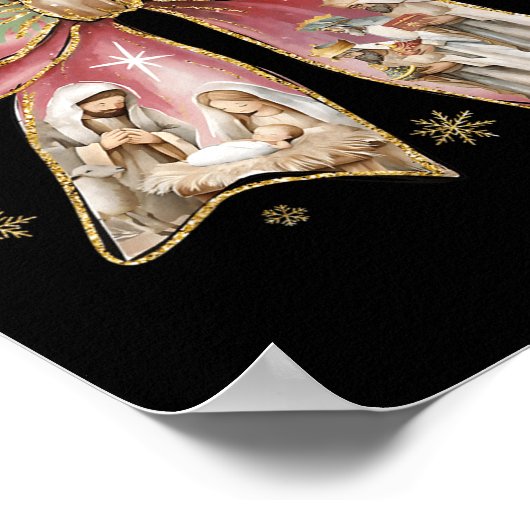 Coquette Bow Jesus Christian Merry Christmas Pajam Poster (Ecke)