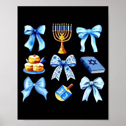 Coquette Bow Jewish Holiday Chanukah Hanukkah Meno Poster (Vorne)