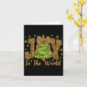 Coquette Bow Leopard Christmas Joy To The World Xm Karte (Gelbe Blume)