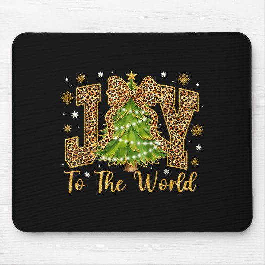 Coquette Bow Leopard Christmas Joy To The World Xm Mousepad (Vorne)